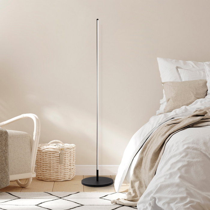 Opviq Lámpara de pie de metal con LED integrado Negro